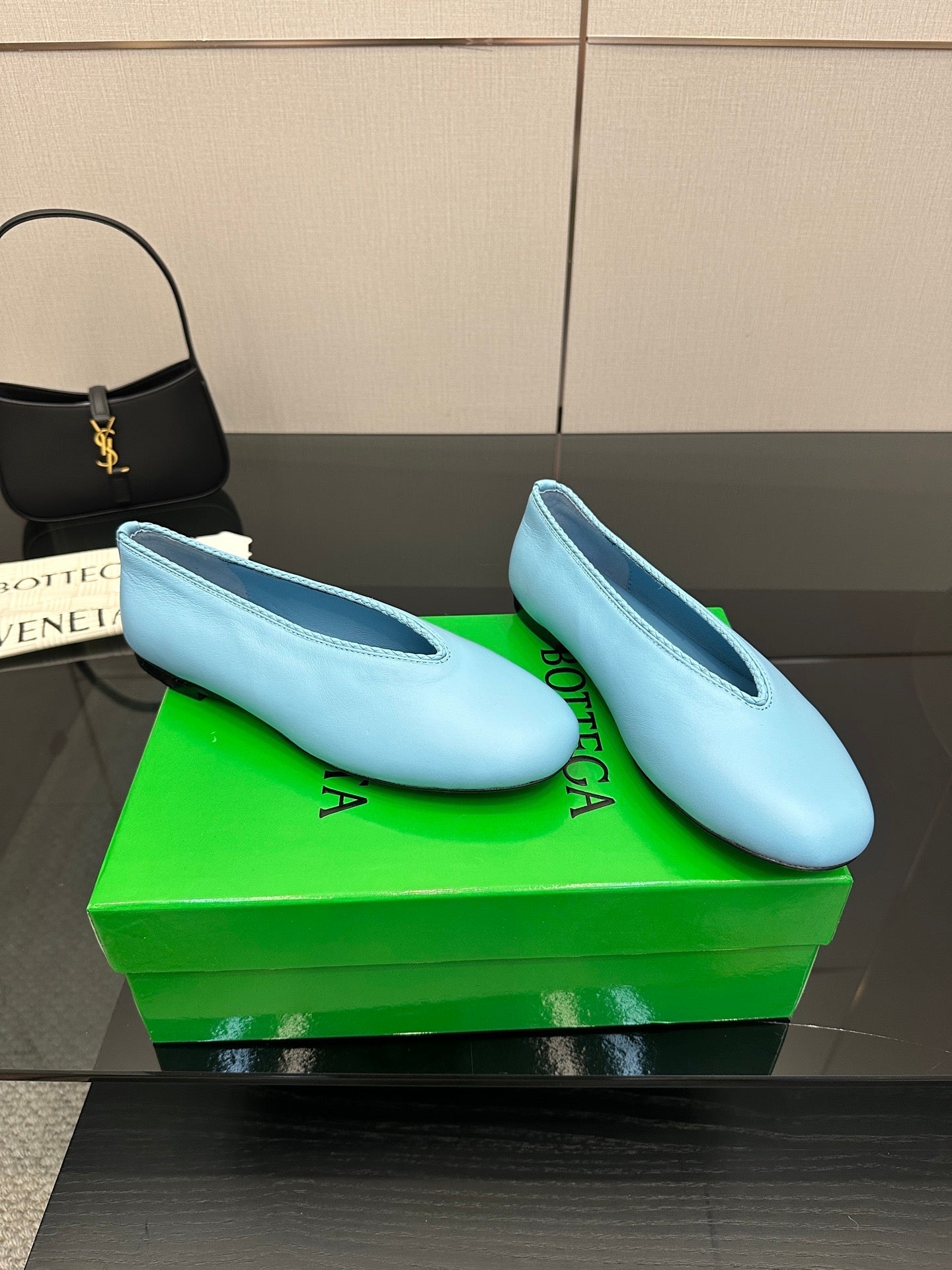 BV Puddle Ballet Flat Blue Lambskin 427639