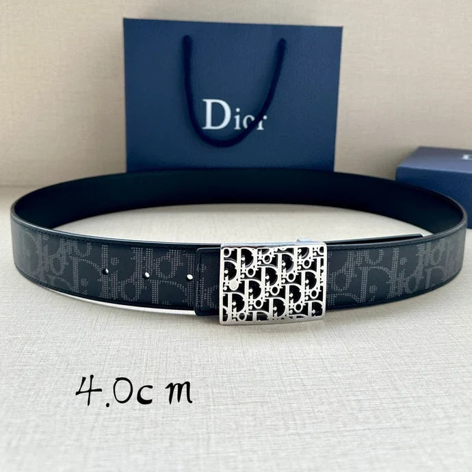 Dior 2026 Oblique Plaque Buckle Belt 40mm Leather