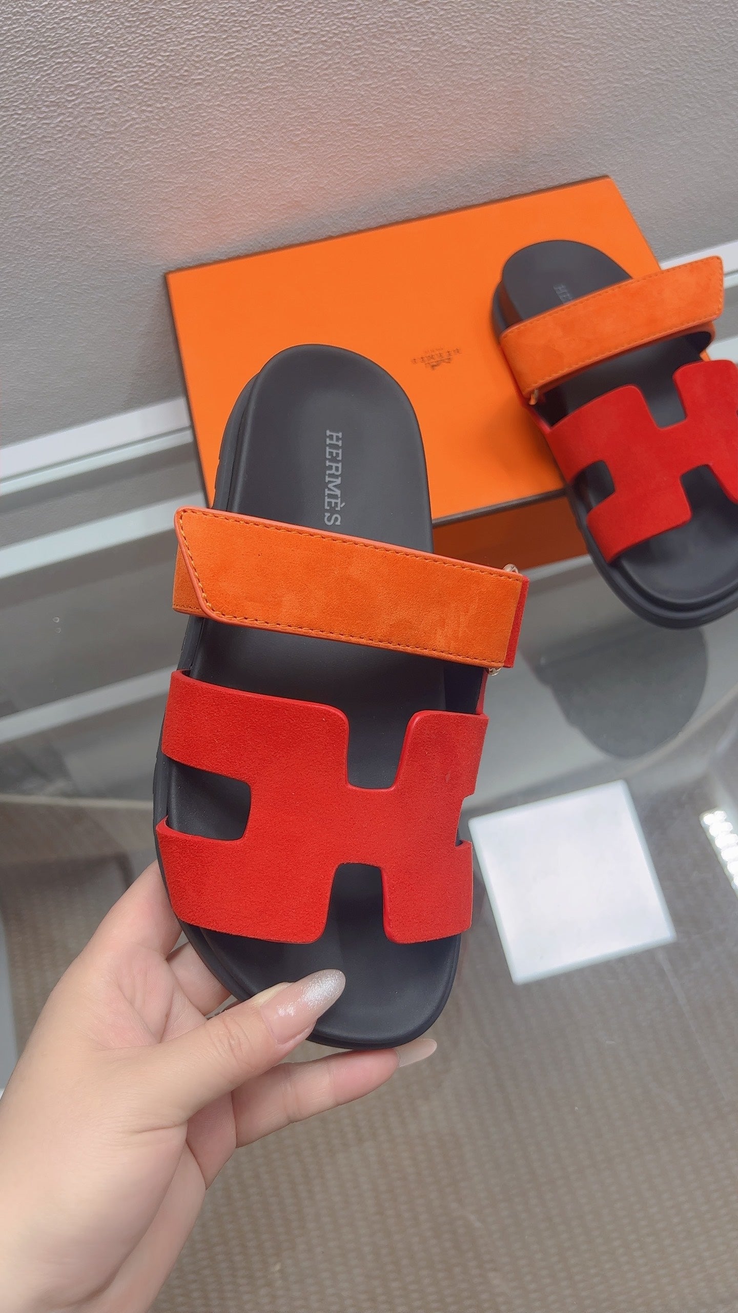HM Chypre Sandal Red Orange Suede 827521