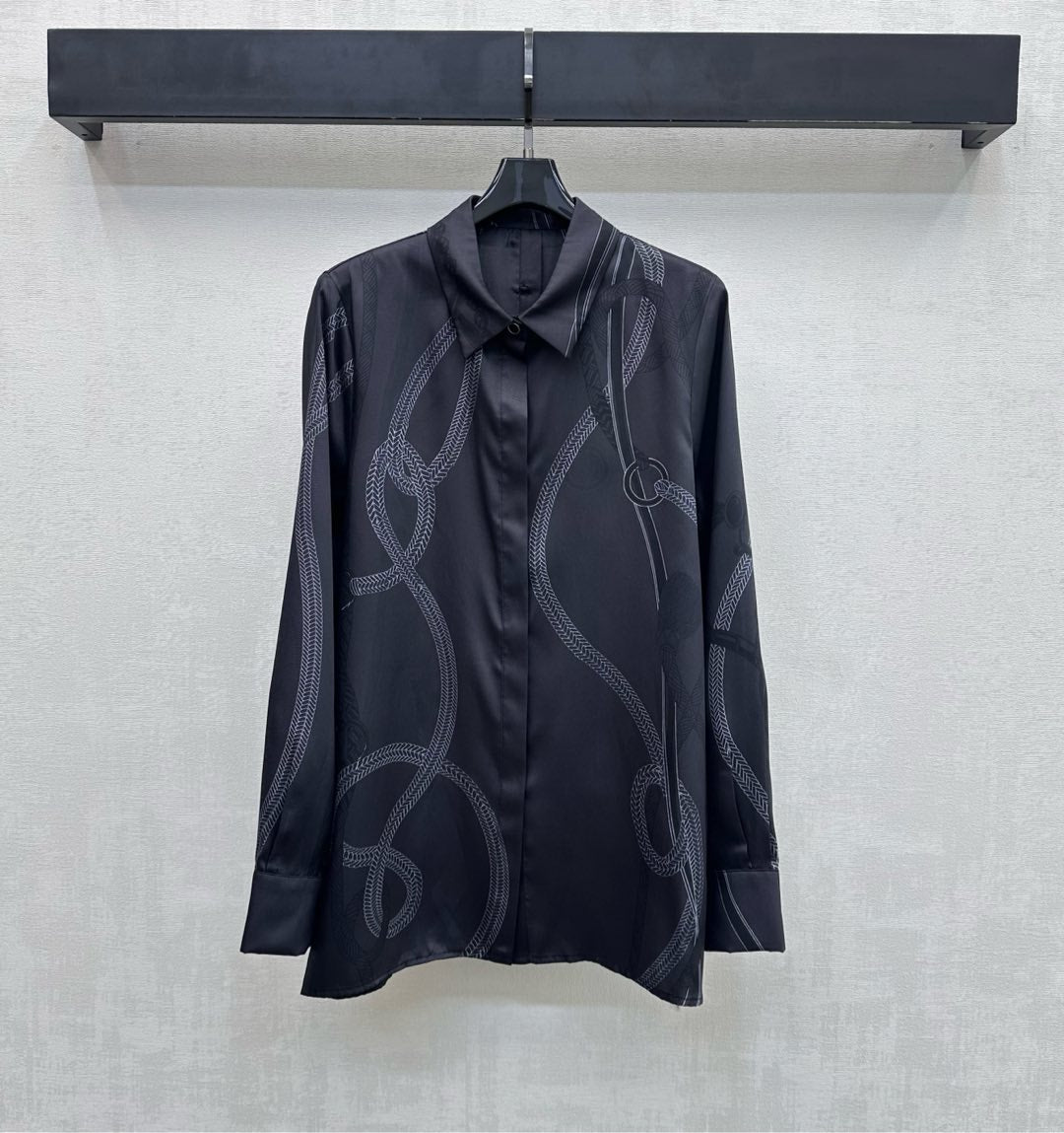 HM SS26 Palefroi Remix Long-Sleeve Shirt Black Mulberry Silk 351818