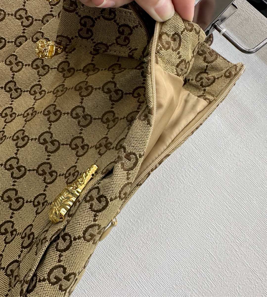 GG Skirt Horsebit Belt Beige Monogram Canvas Jacquard 349809