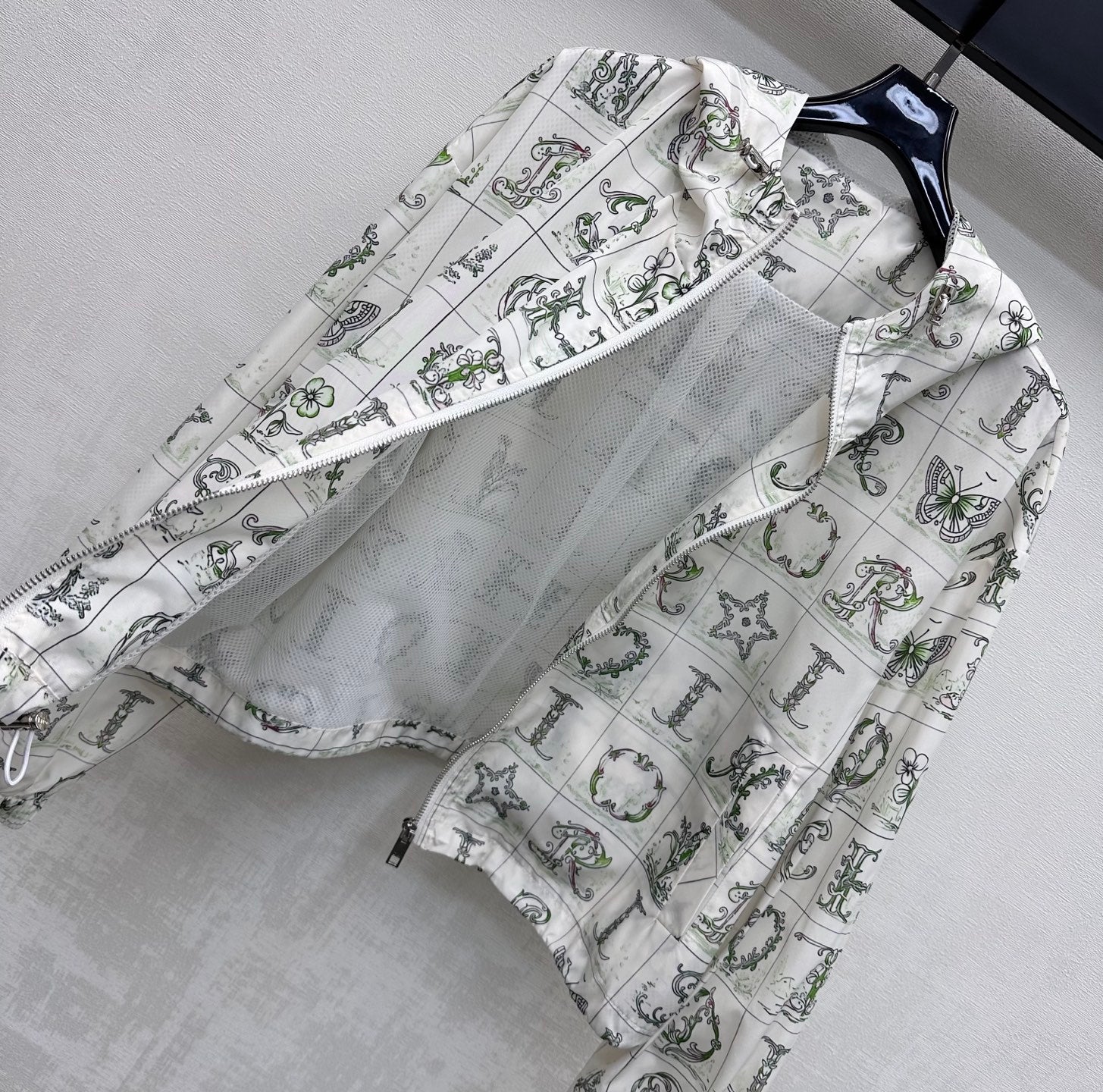 CD 26s Monogrammed Hoodie Set White Green Polyester Fiber