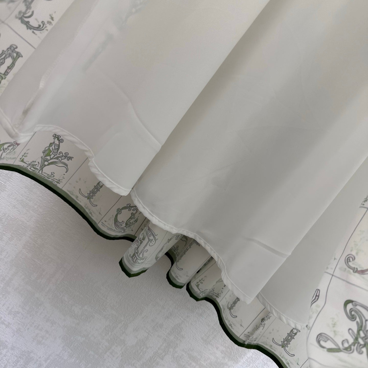 CD 26s Monogrammed Midi Skirt White Green Polyester Fiber