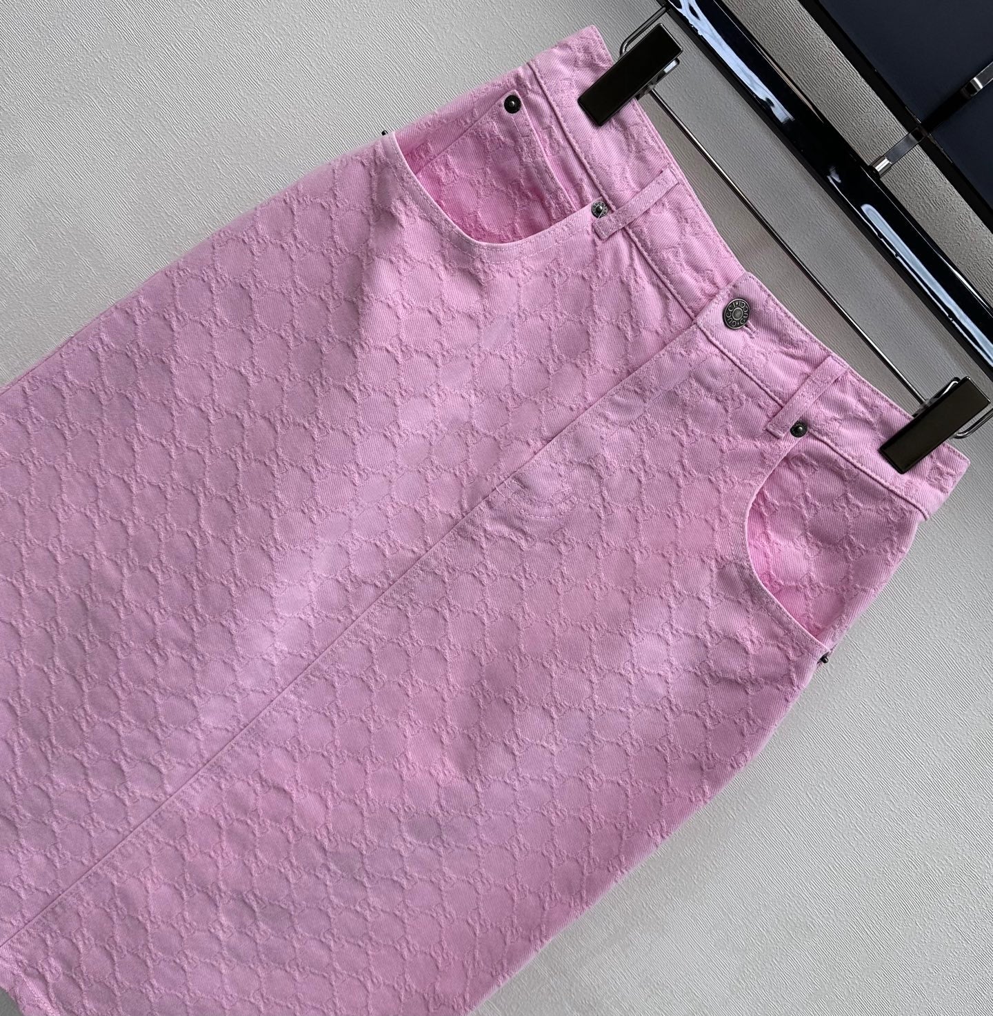 GG 26s Jacquard Straight-Leg Skirt Hot Pink Denim 363927