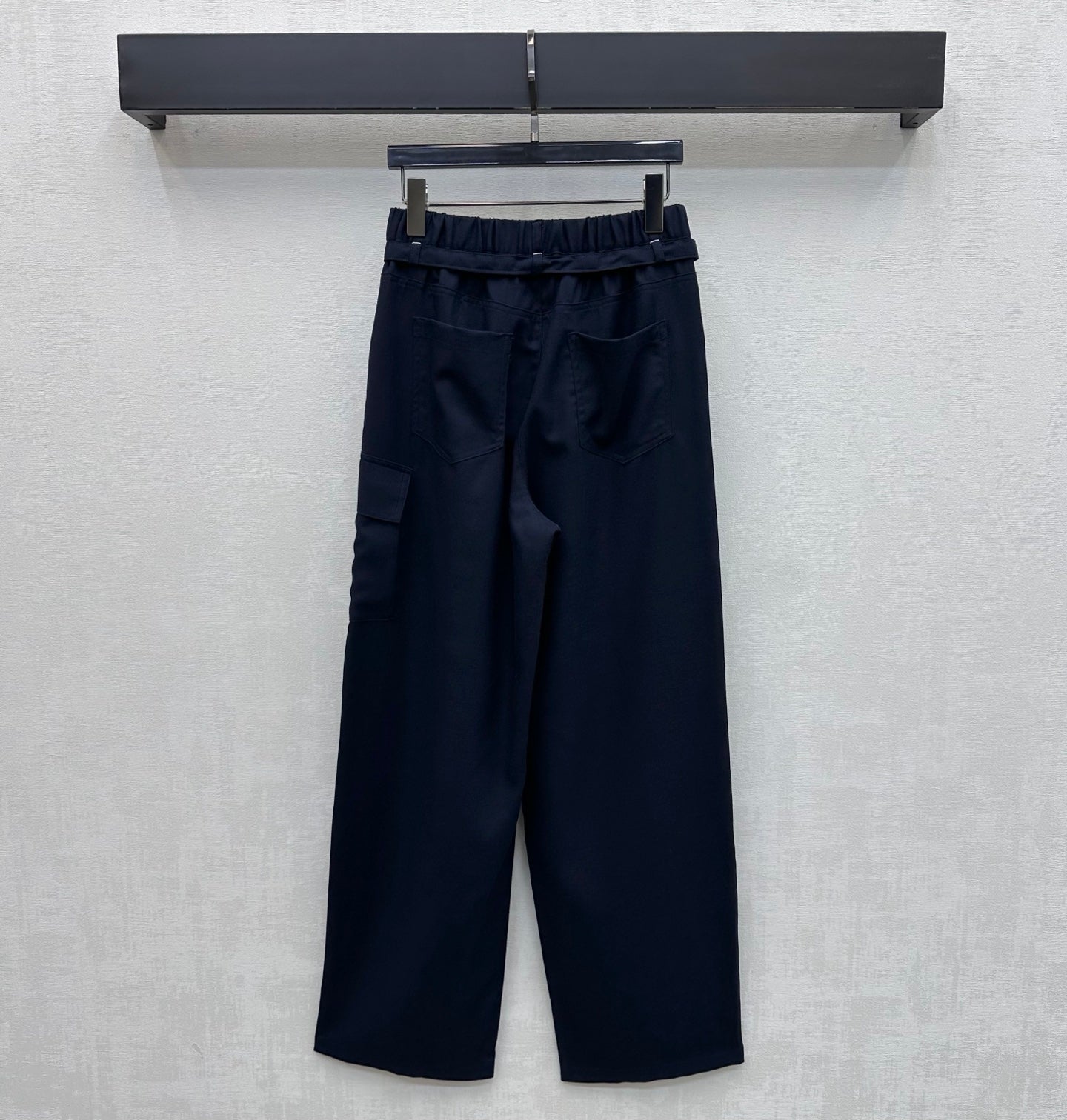 CC 26s Straight-Leg Trousers Navy Blue Linen Rayon Polyester 363902