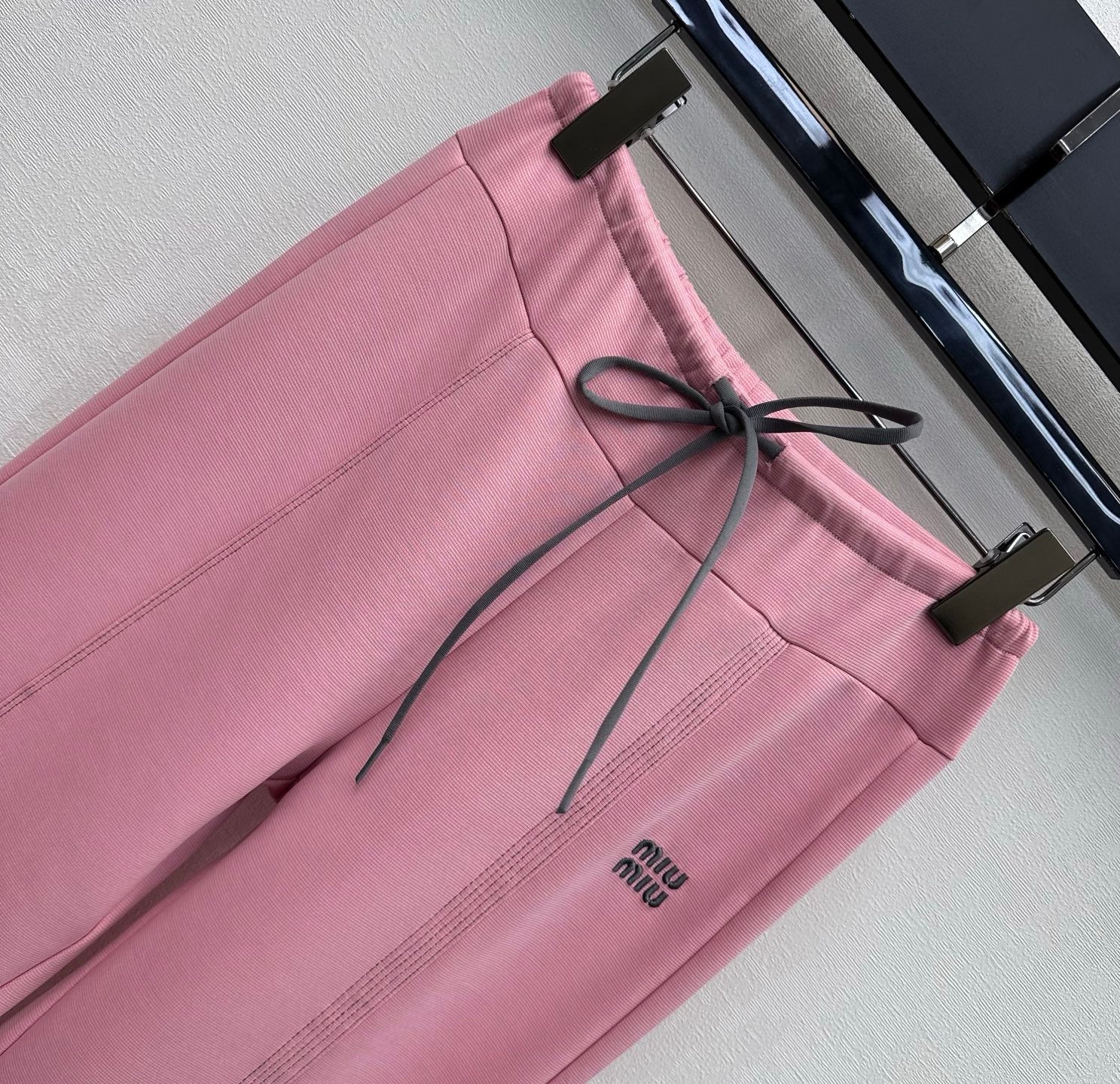 Miu 26s Drawstring Flared Trousers Pink Polyester 363801