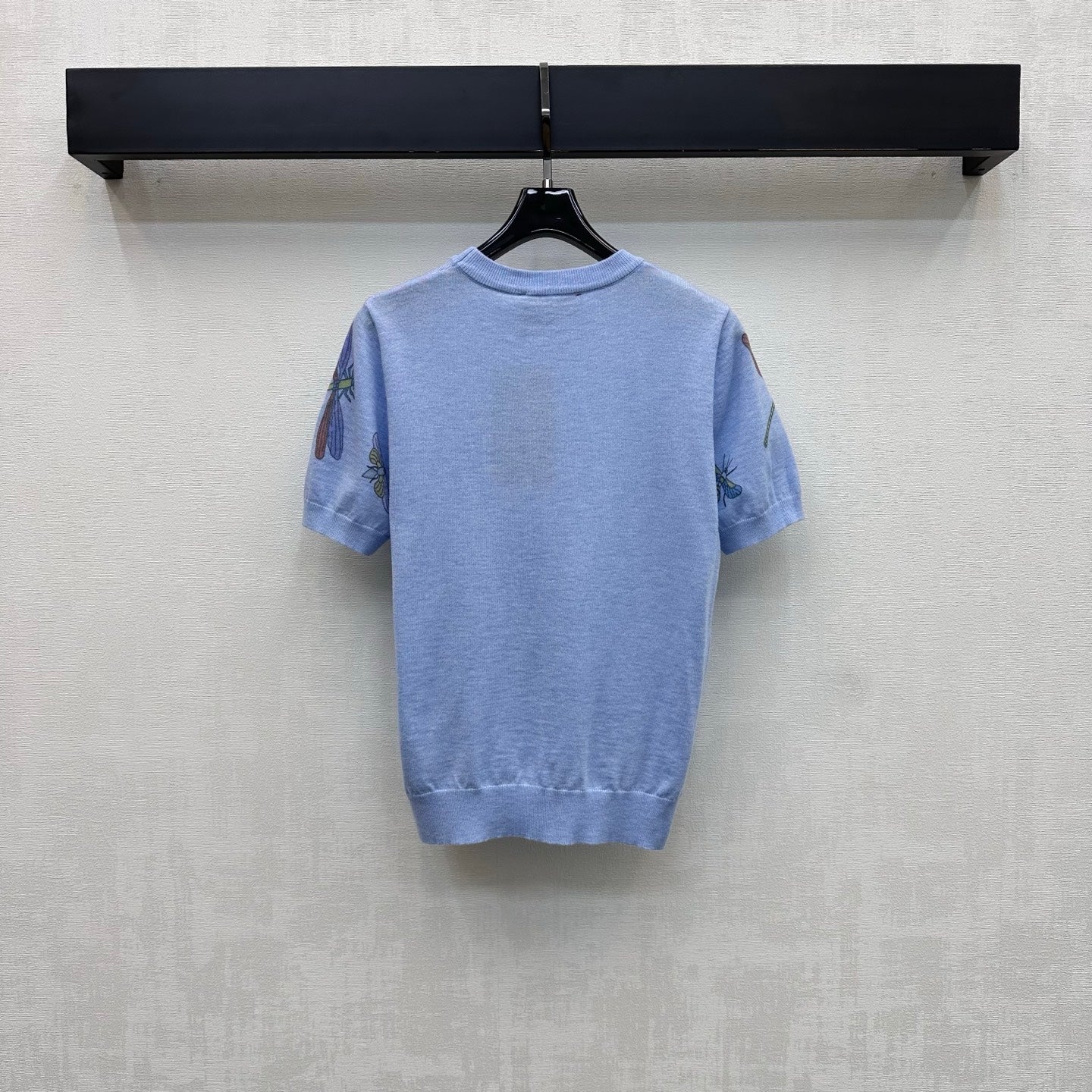 GG Short-Sleeve Knit Top Blue Cotton 378345