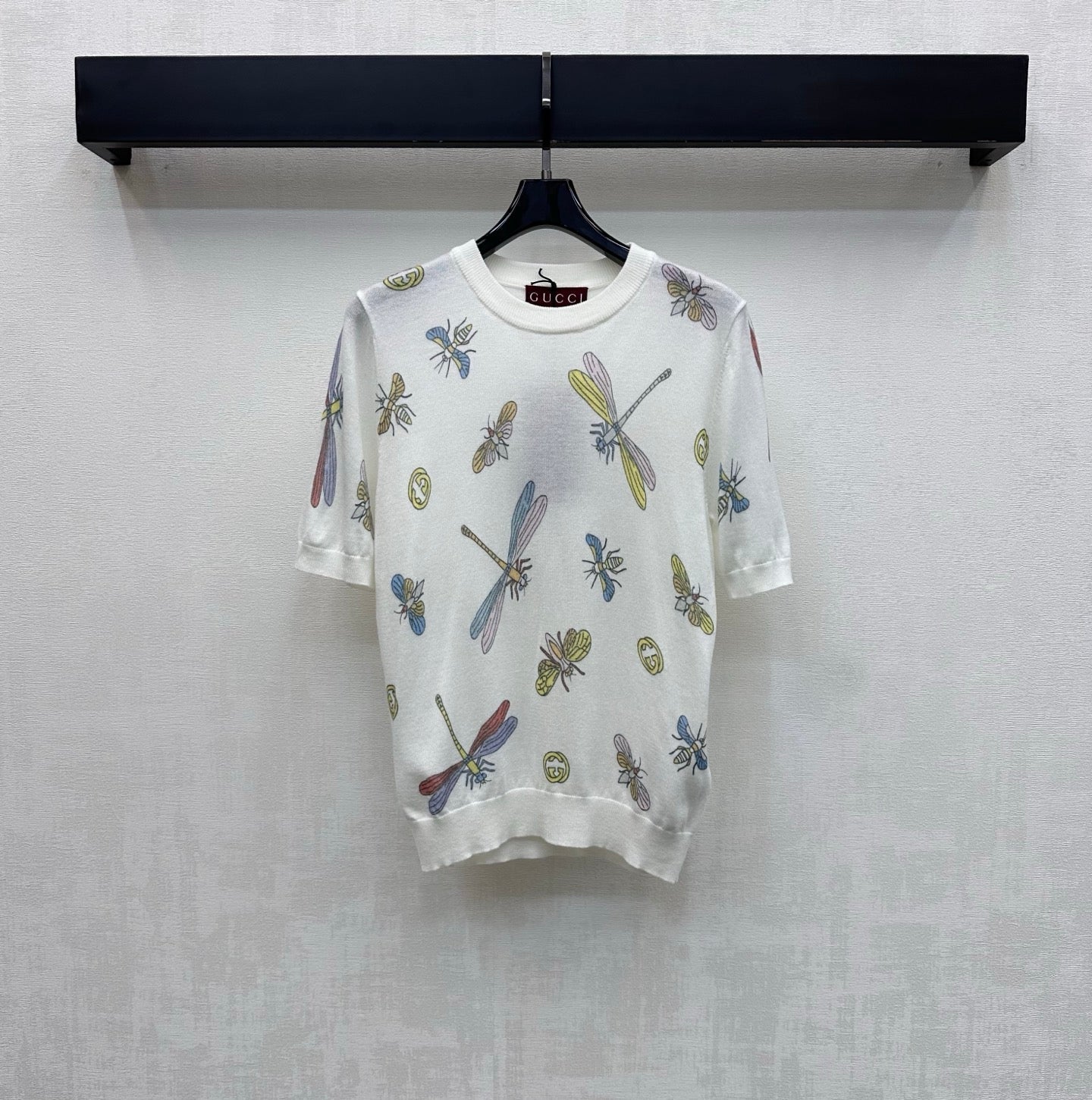 GG Short-Sleeve Knit Top White Cotton 378343