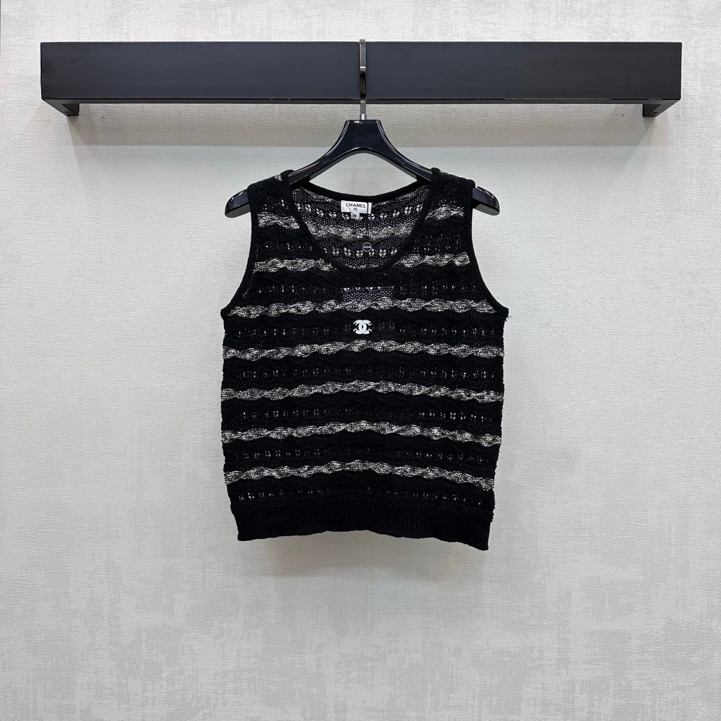 CC 26s Knitted Vest Black Cotton 378379