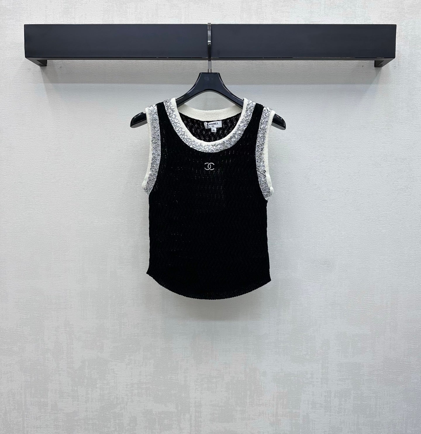 CC 26s Knit Vest Black Wool Polyester 378381