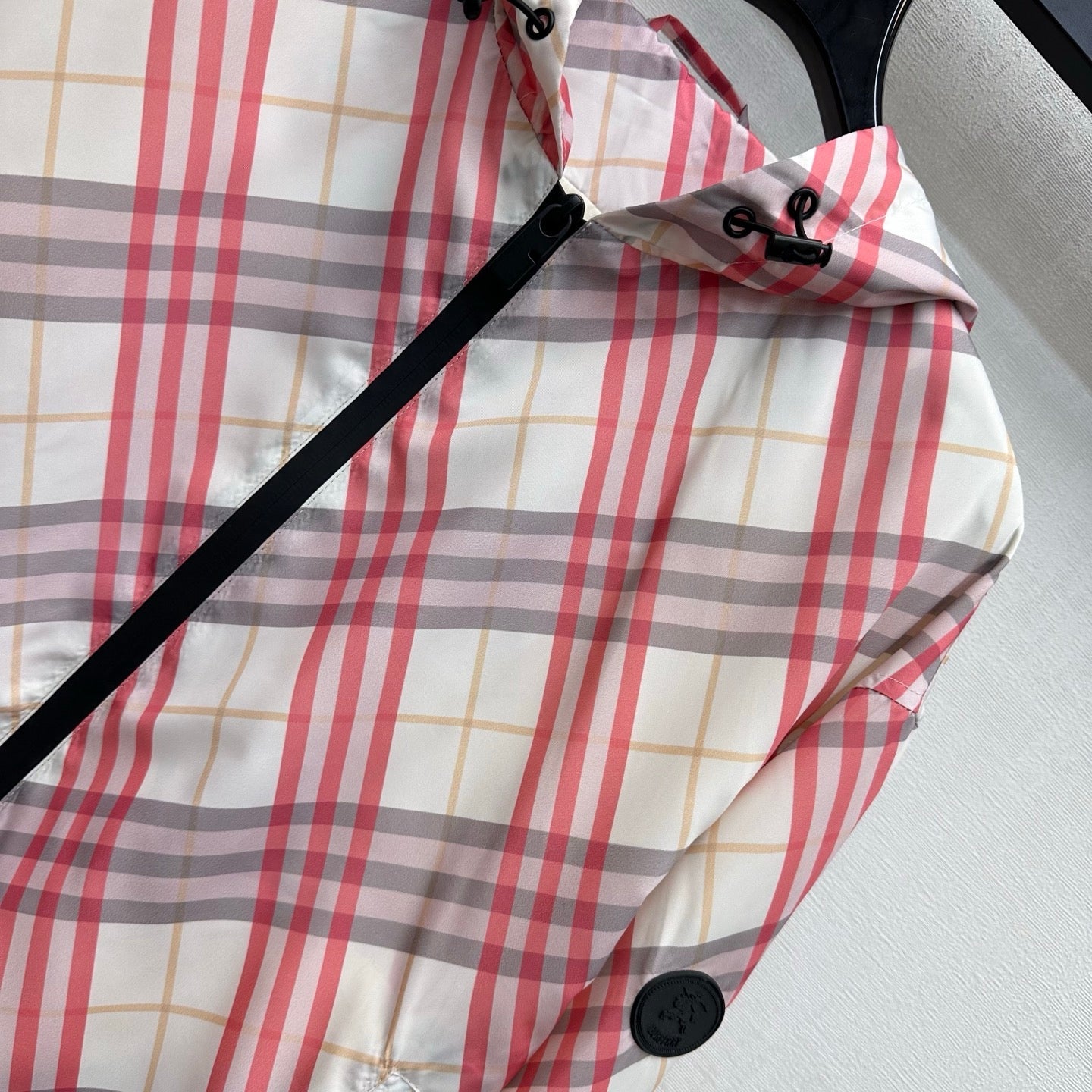 Burberry Salcombe Checked Hooded Jacket Pink Ivory Polyester