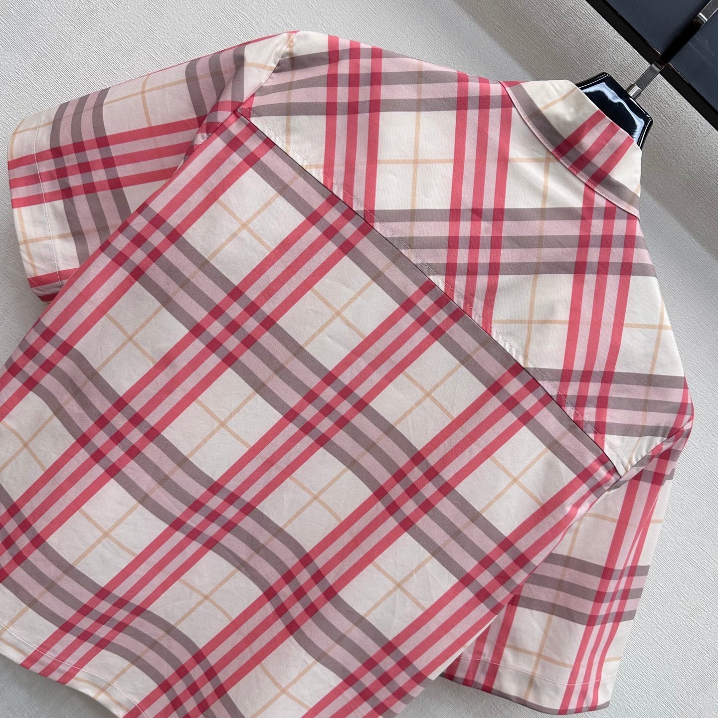 Burberry Checked Shirt Short Set Pink Ivory Polyester