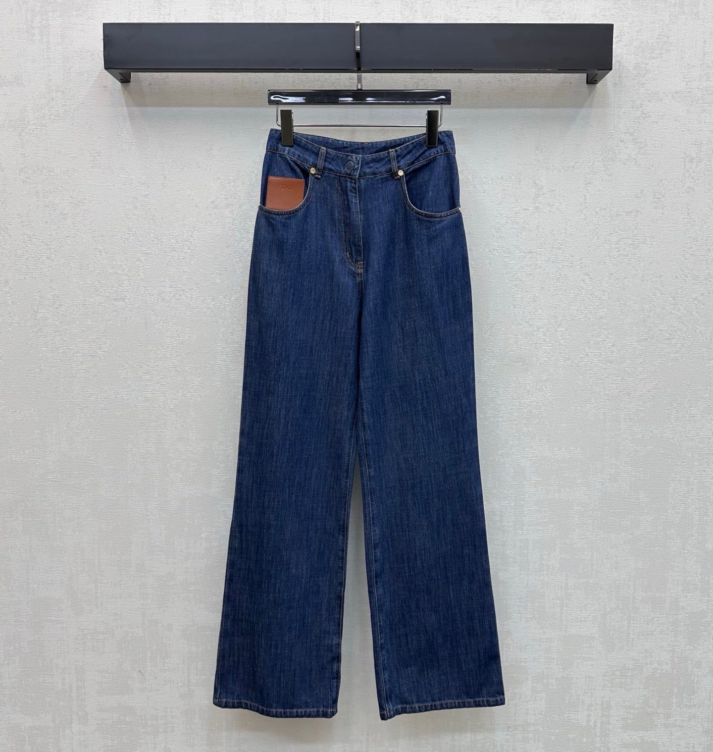 Fendi 26s Straight Leg Trousers Navy Blue Denim 378785