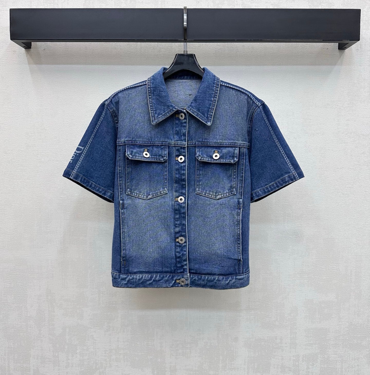 CD 26s Side Logo Short Sleeve Denim Jacket Medium Blue Cotton 427653