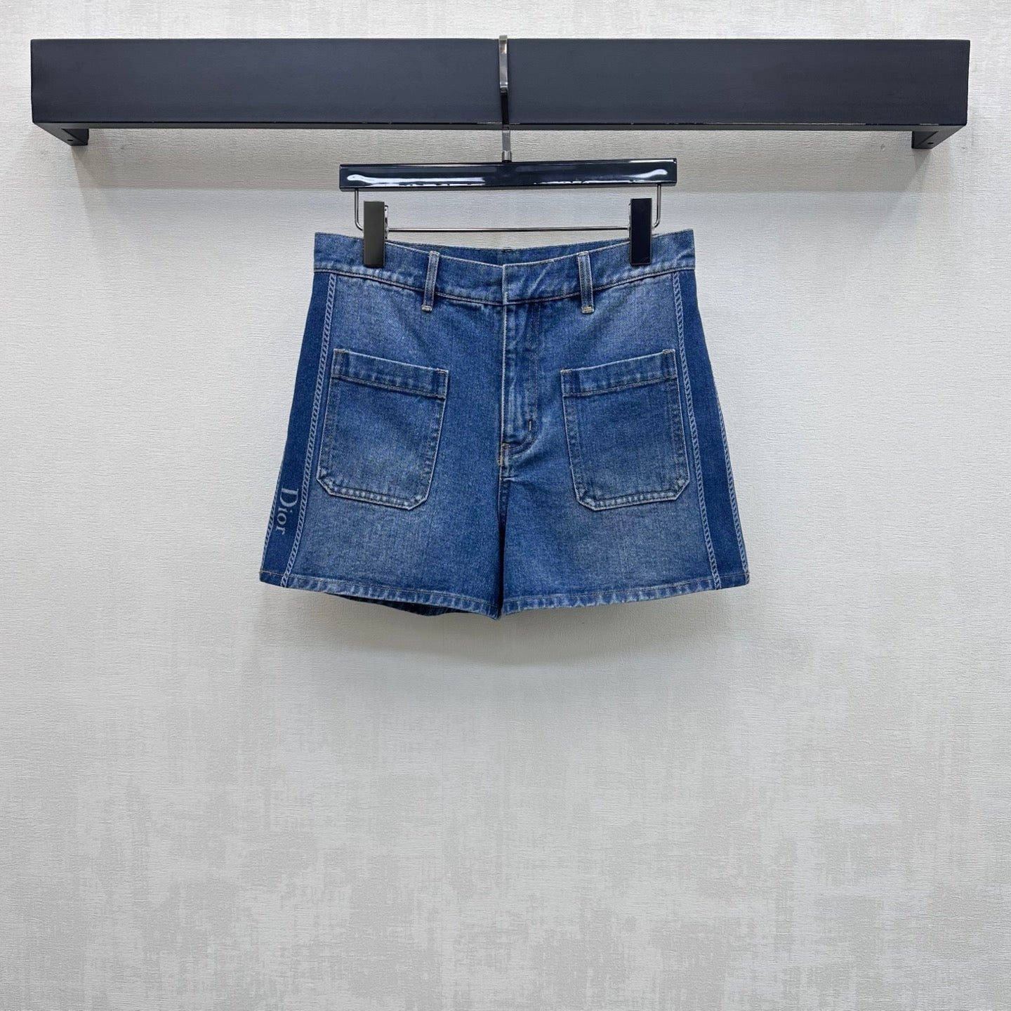 CD 26s Side Logo Denim Shorts Patch Pockets Medium Blue Cotton 427652