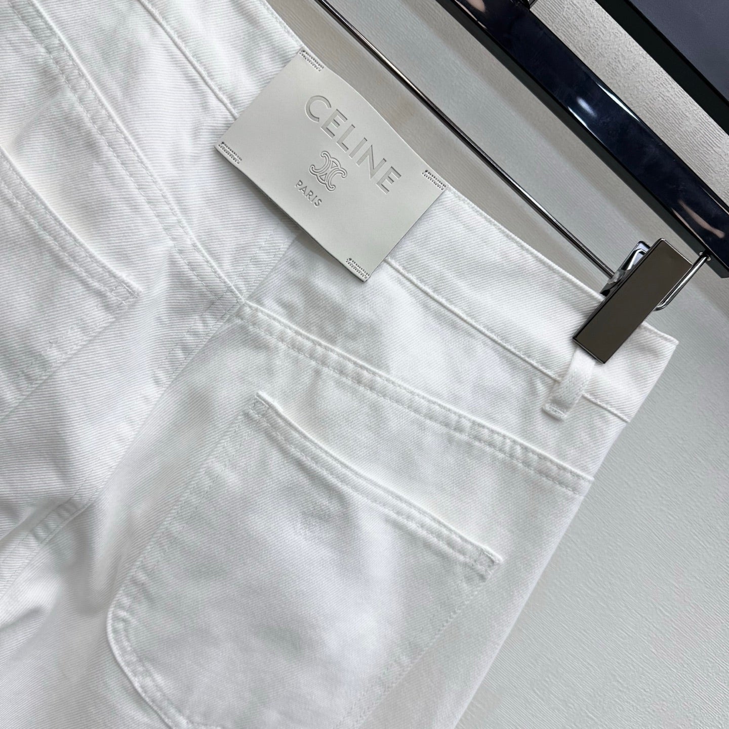 Celine 26s Boyfriend Jeans 002 White Cotton Twill 395460