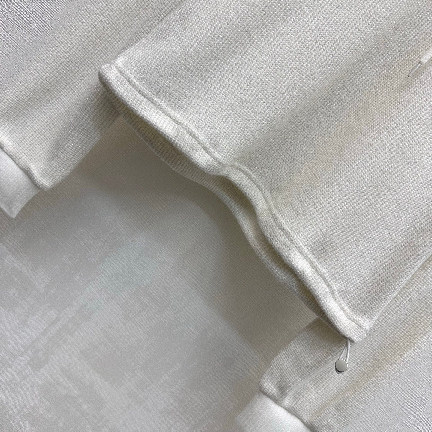 Miu 26s Waffle Hooded Sweatshirt White Wool 422646