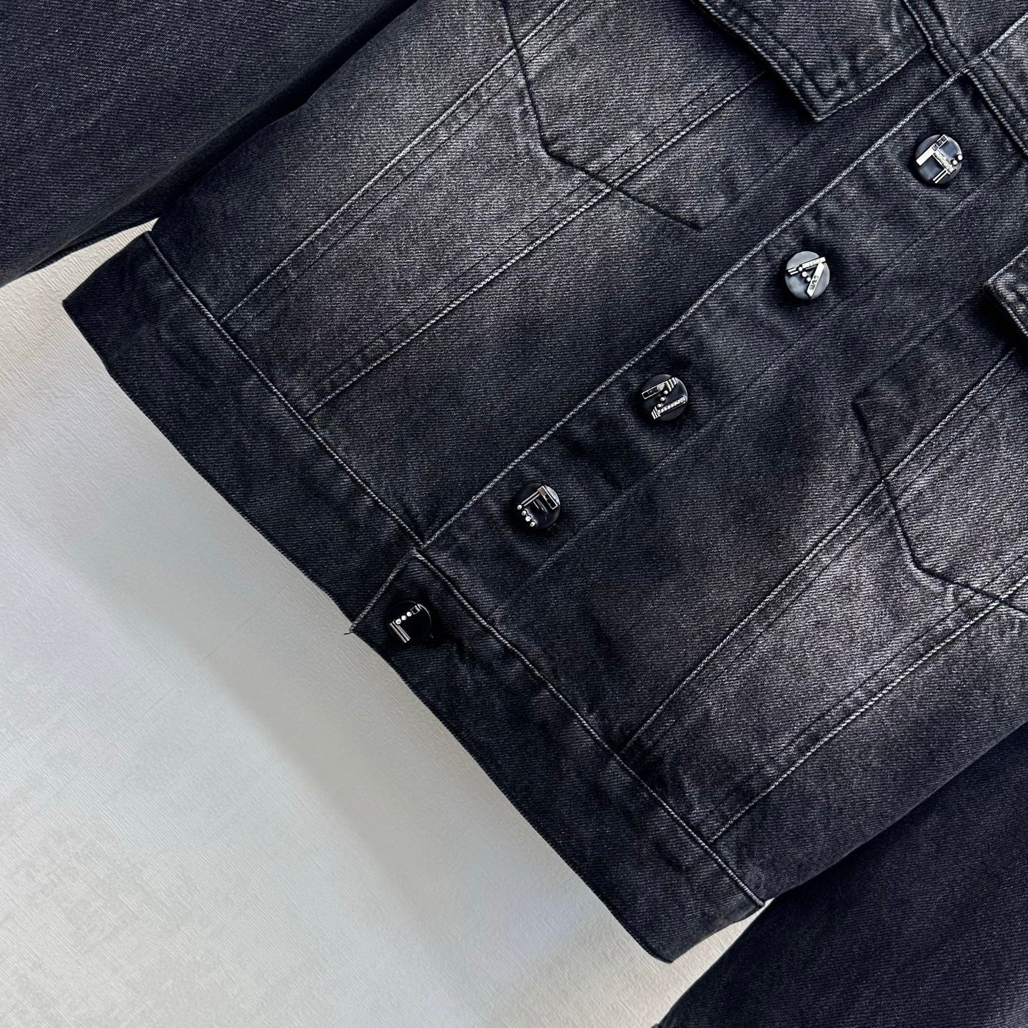 CC 26s Letter Button Jacket Dark Grey Denim 422630