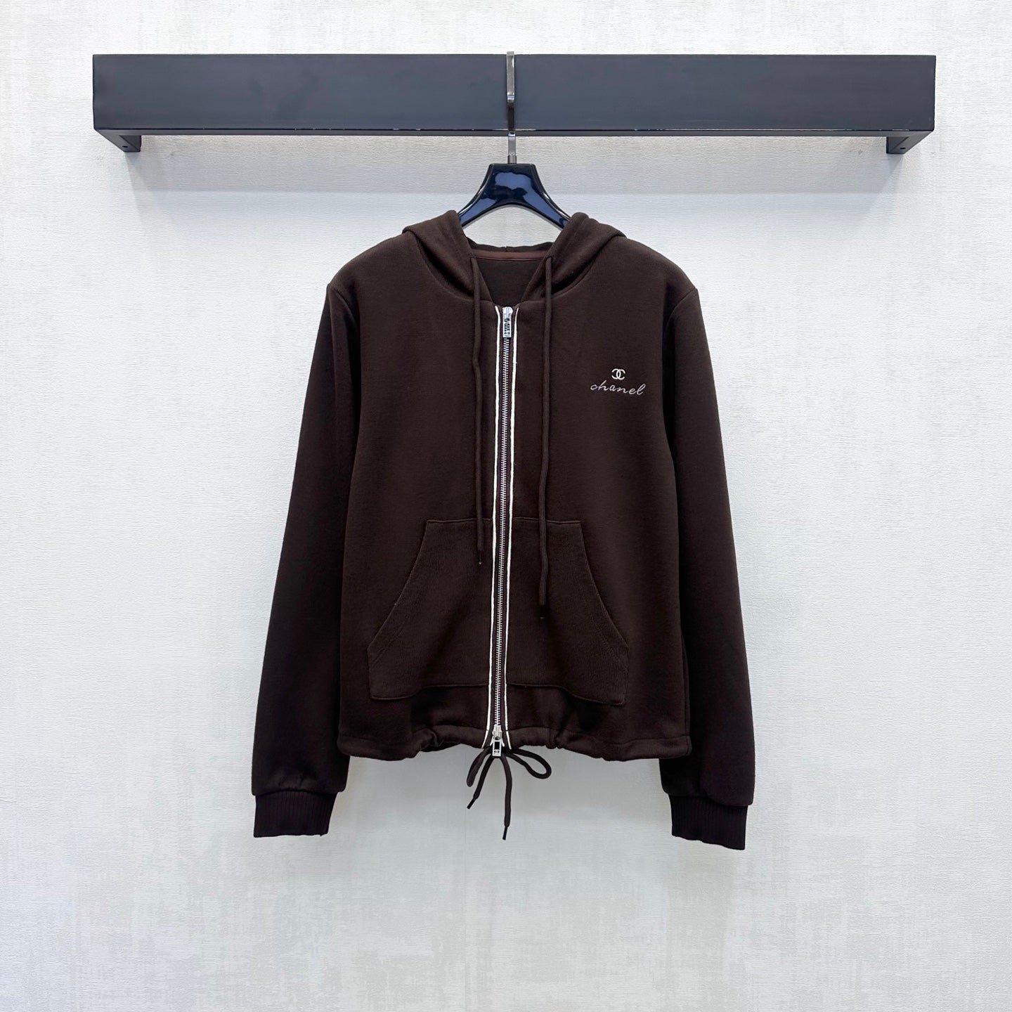 CC 26s Embroidered Hooded Cardigan Brown Wool Polyester 422570
