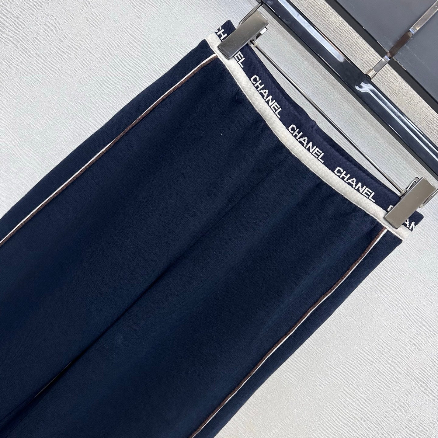 CC 26s Letter-Embroidered Trousers Navy Blue Wool Polyester 422572