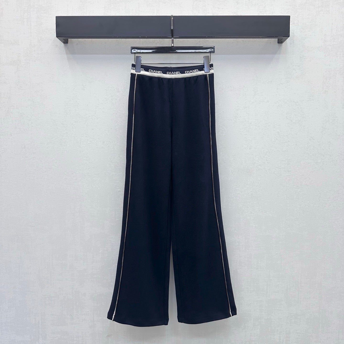 CC 26s Letter-Embroidered Trousers Navy Blue Wool Polyester 422572