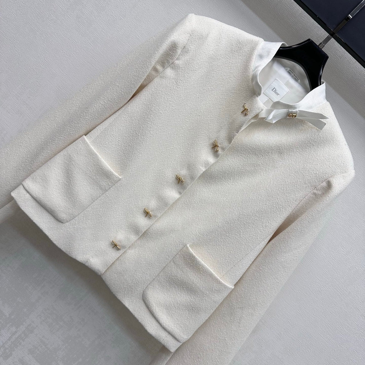 CD 26s Collarless Jacket Star Buttons Patch Pockets White Polyester Viscose Polyamide 427633
