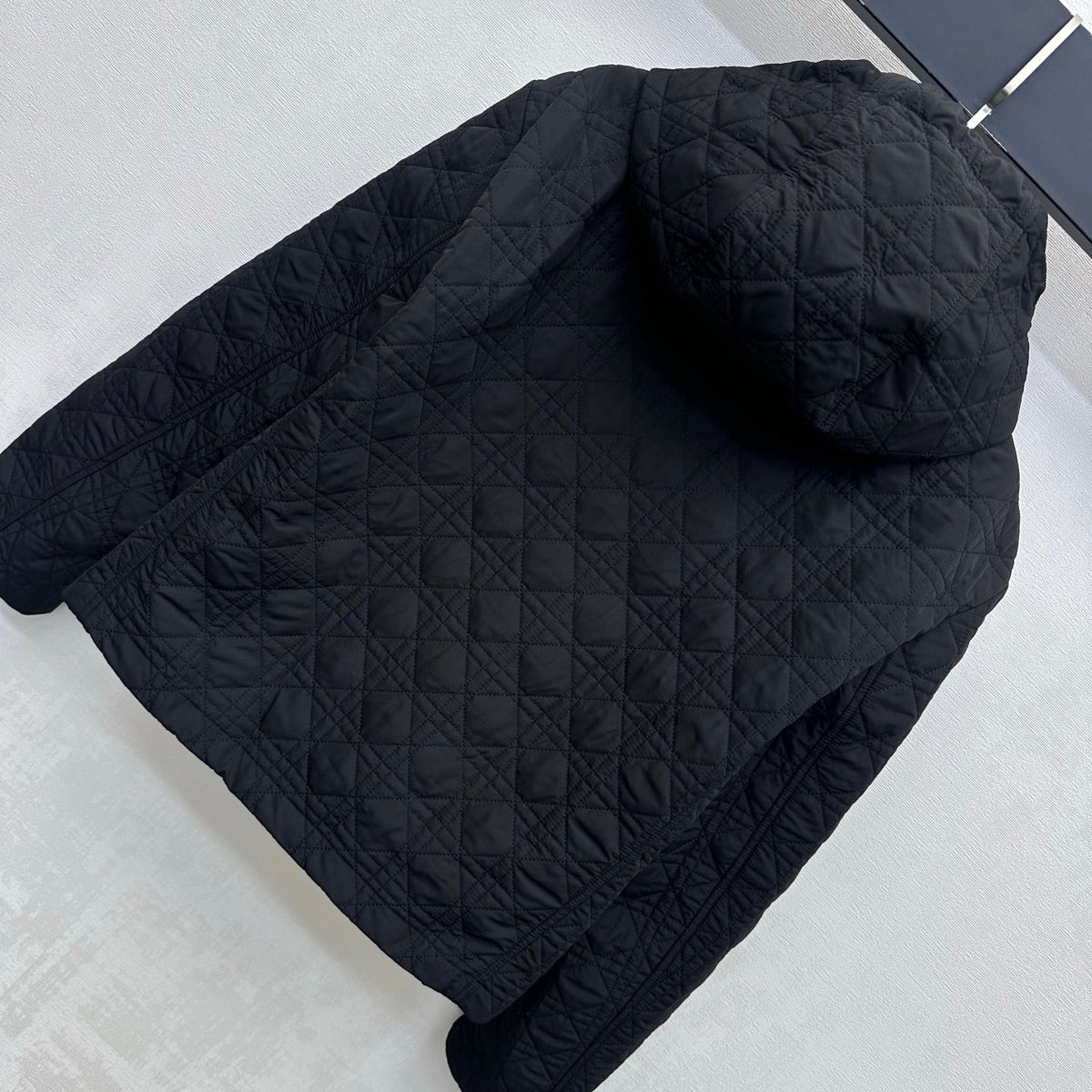 CD 26s Cannage Quilted Hooded Jacket Black Cotton 427540