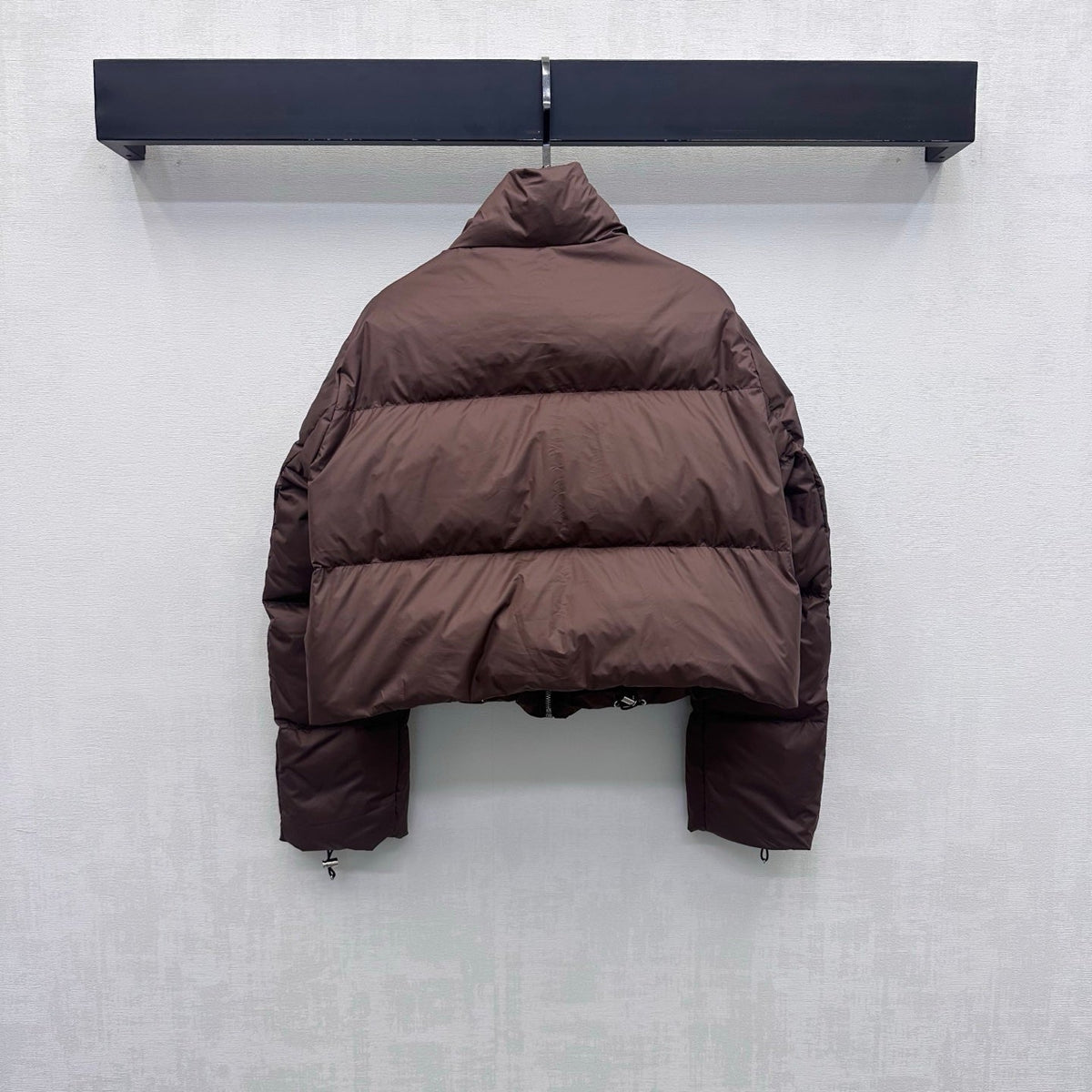 Prada Cropped Down Puffer Jacket Brown Polyester 434192