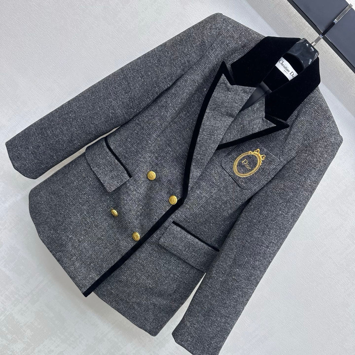 CD 26s Double Breasted Blazer Charcoal Cotton Wool 434140