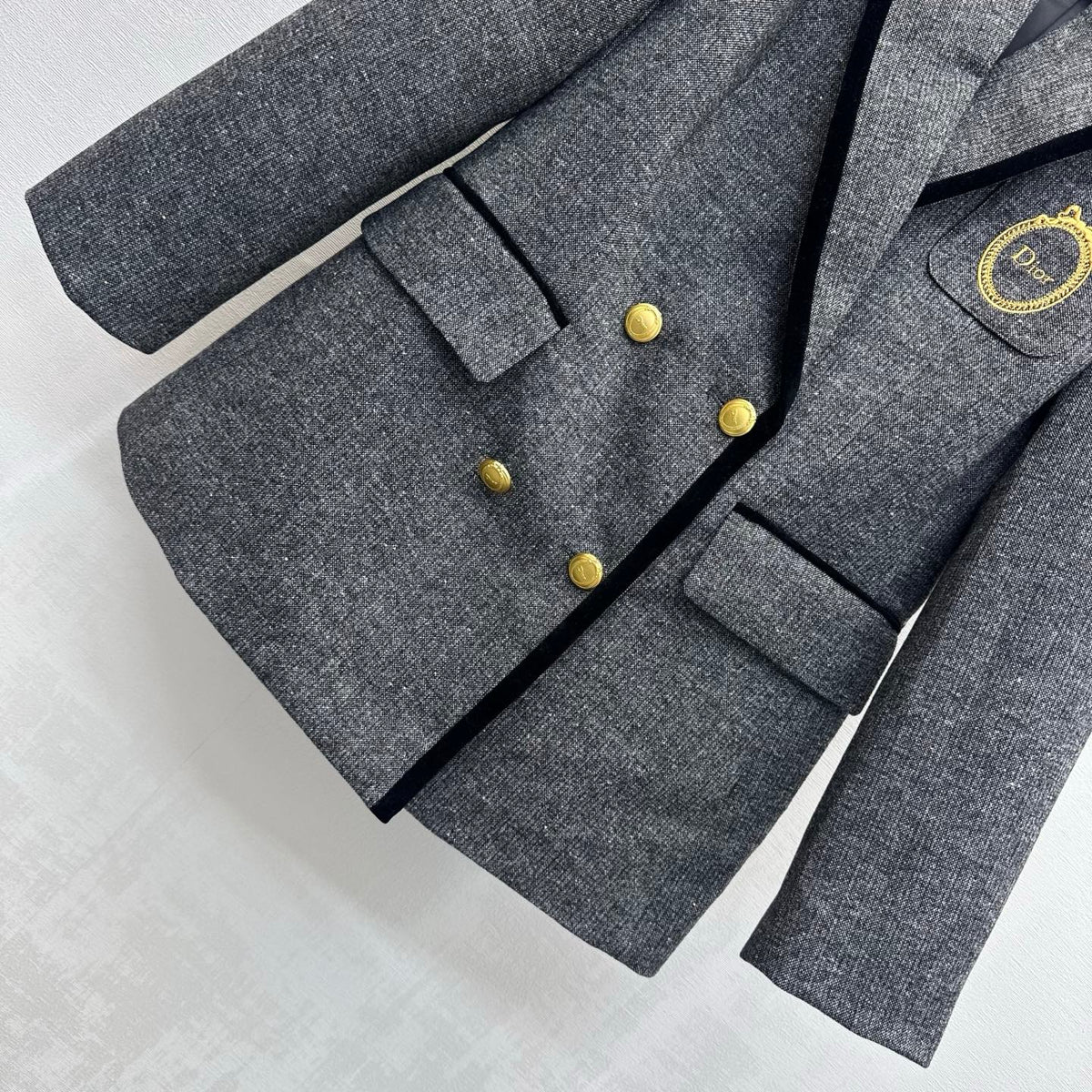 CD 26s Double Breasted Blazer Charcoal Cotton Wool 434140