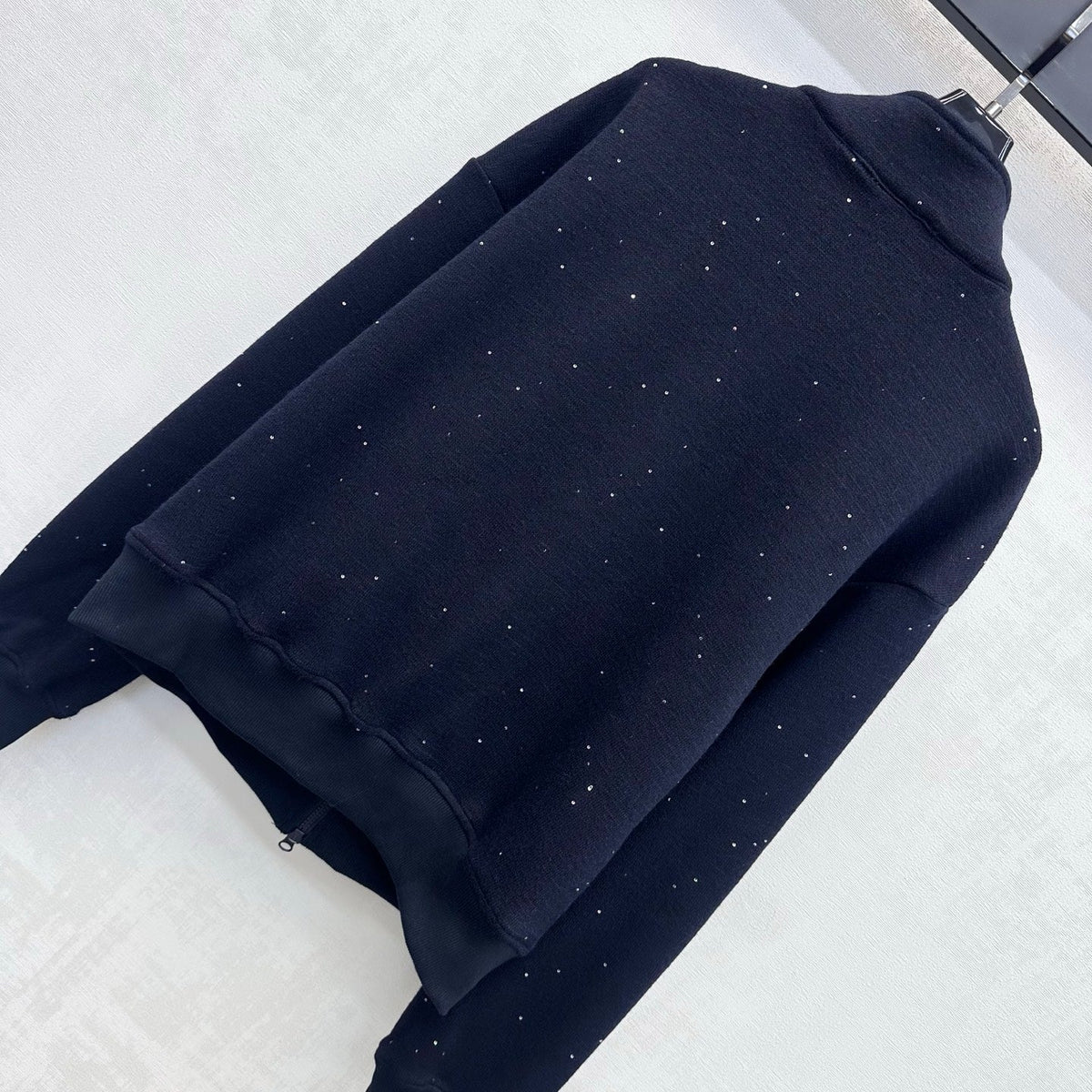 Miu Miu Zip Up Jacket Navy Glitter Wool Blend 434184