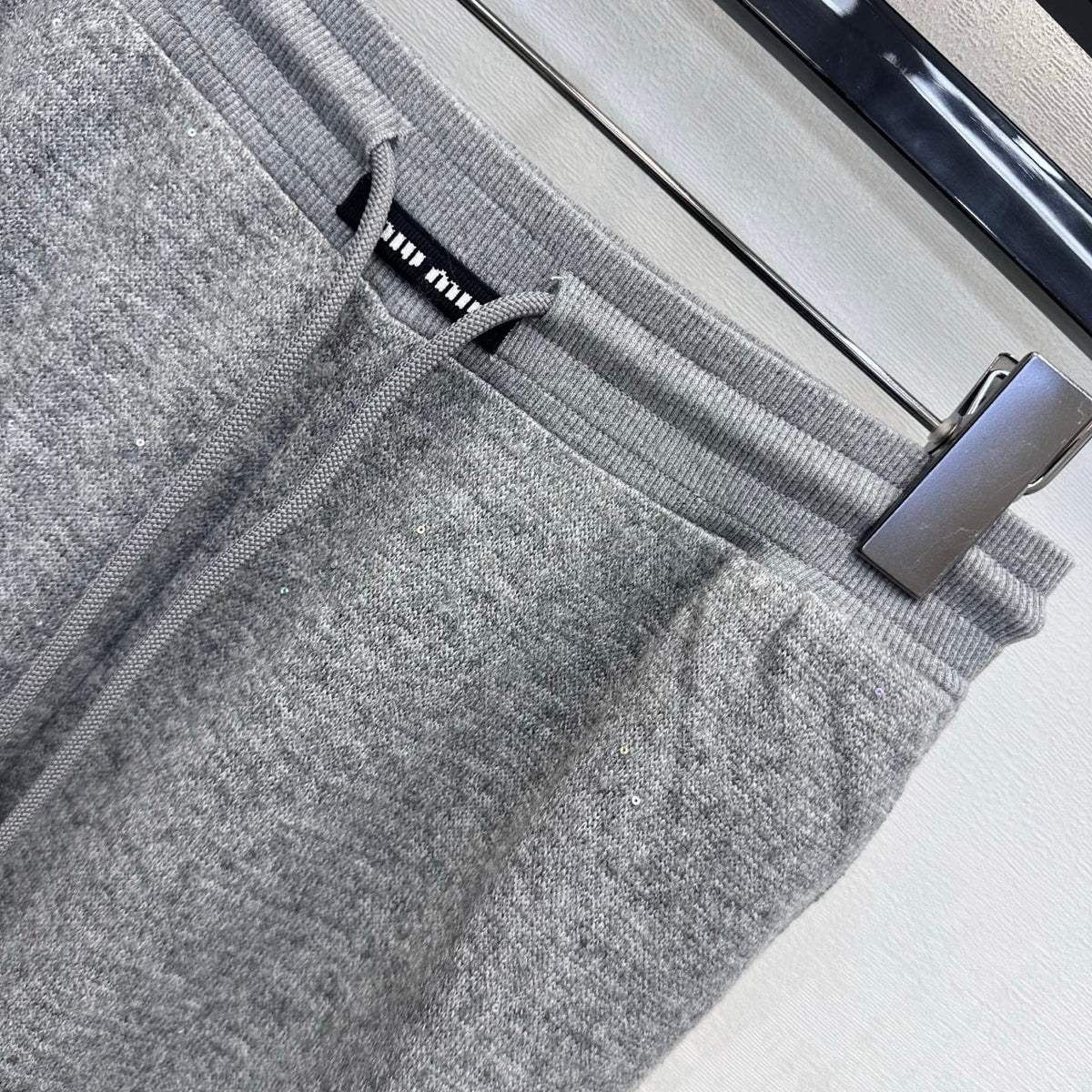 Miu Miu Wide Leg Pants Grey Wool Blend 434186