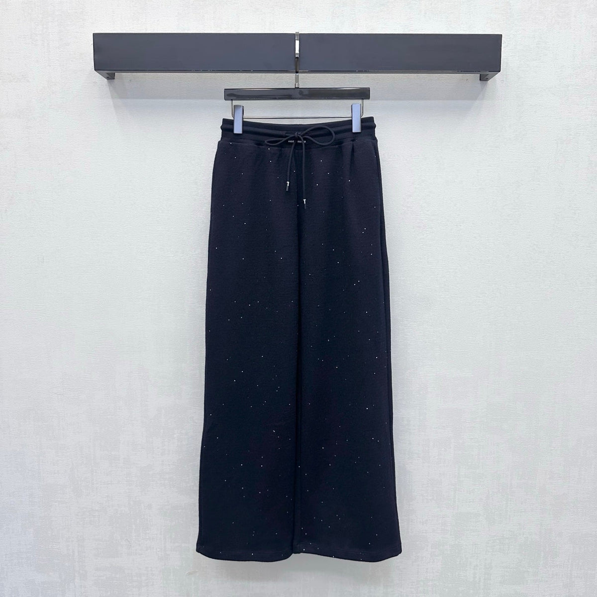 Miu Miu Wide Leg Pants Navy Glitter Wool Blend 434185