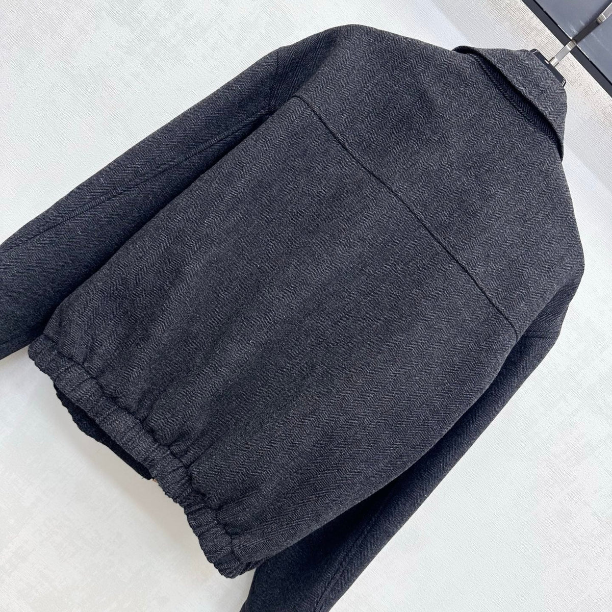 Miu Miu Bomber Jacket Charcoal Cotton Blend 434178
