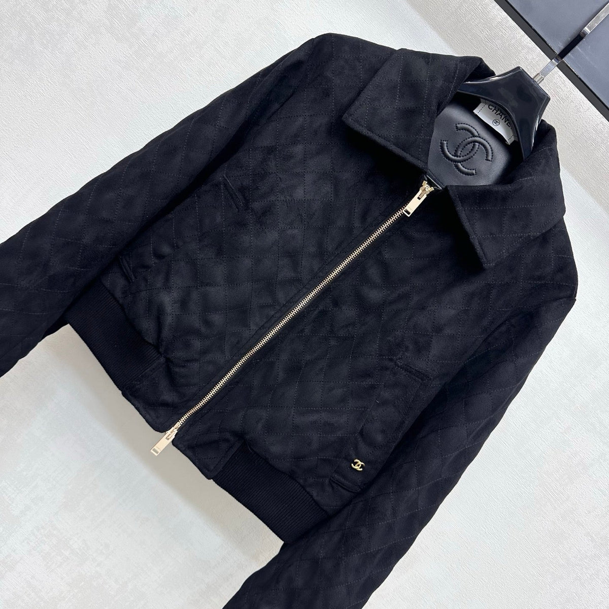 CC Suede Zip Up Jacket Black Cotton 433927