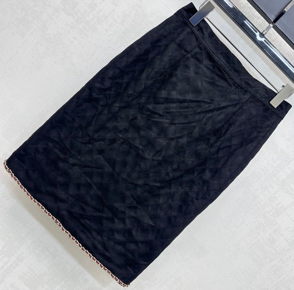 CC Suede Zip Up Skirt Black Cotton 433926