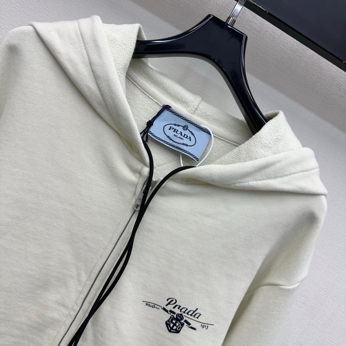 Prada Zip Up Hoodie White Cotton 434096
