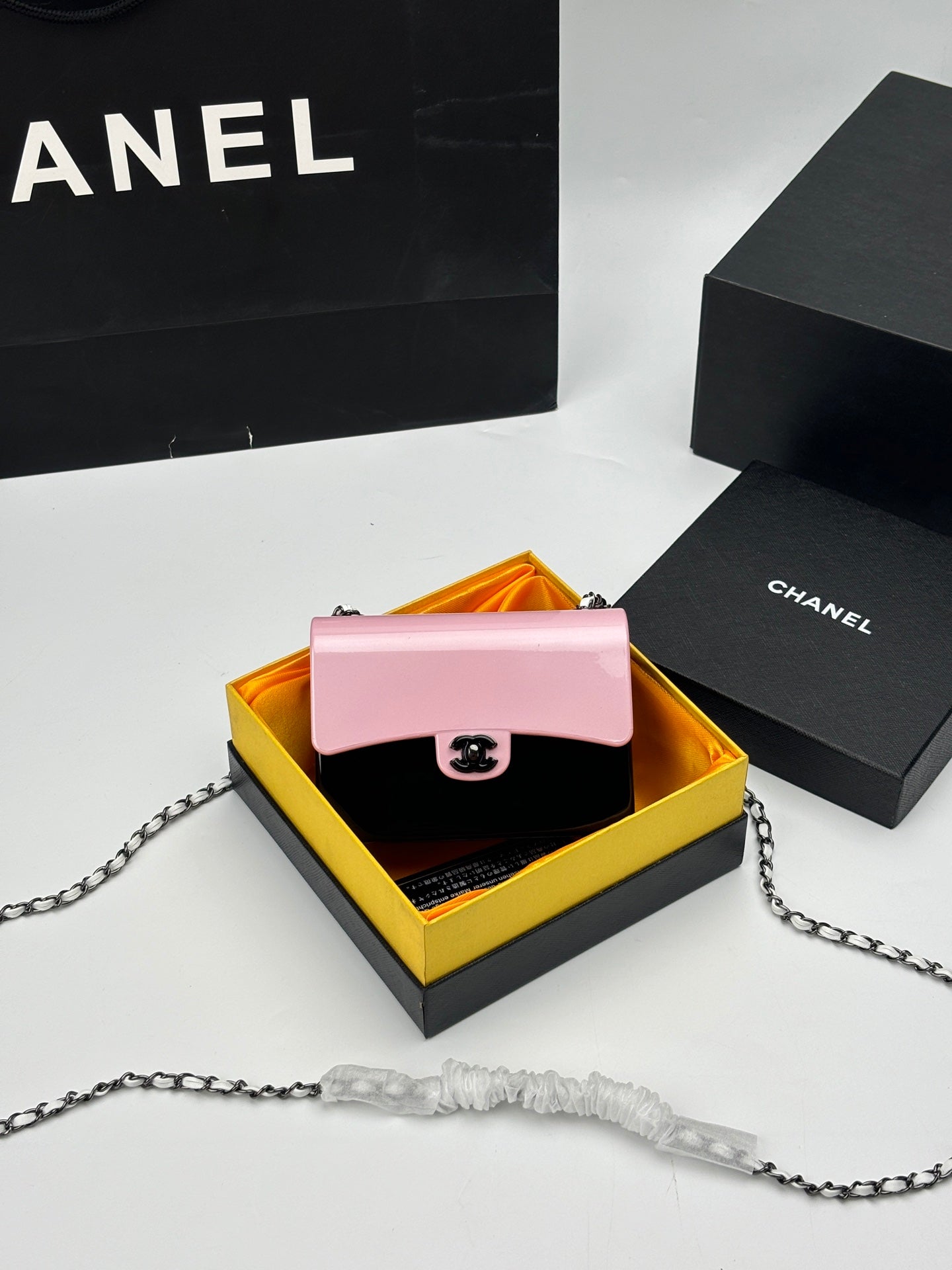 CC Evening Bag Pink Black Acrylic