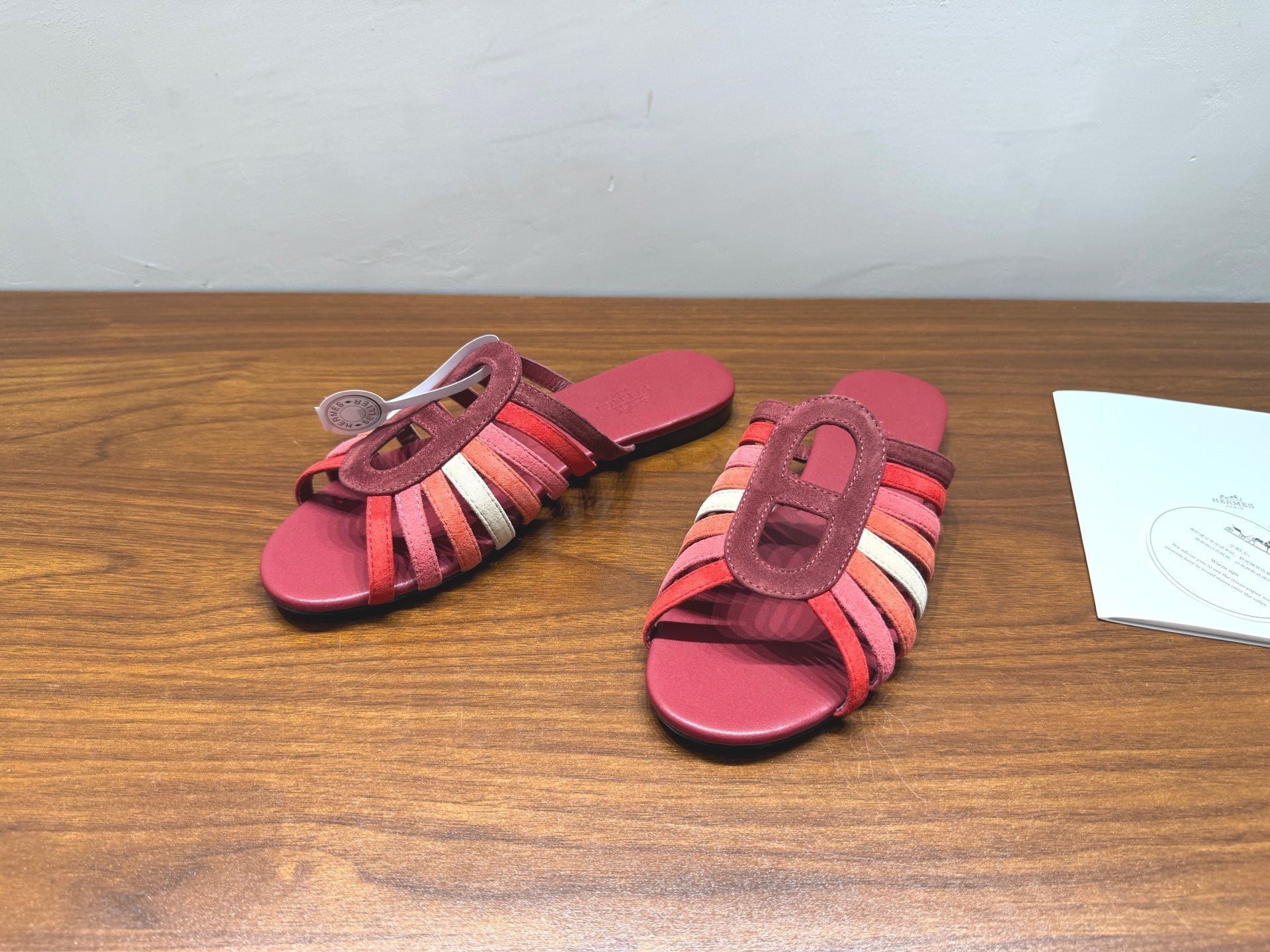 HM Noria Sandals Burugndy Colorful Suede 849480