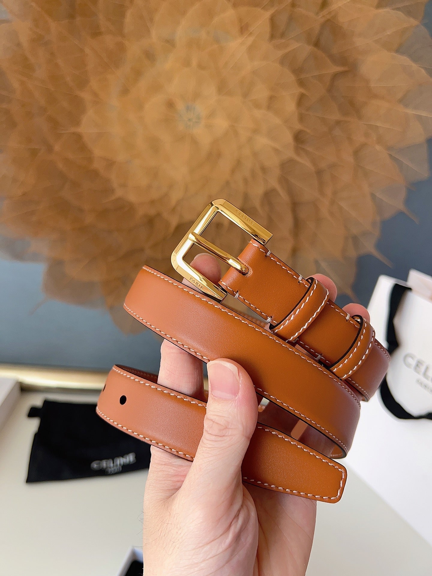 CL Gold 25mm Triomphe Camel Brown Cowhide 616408