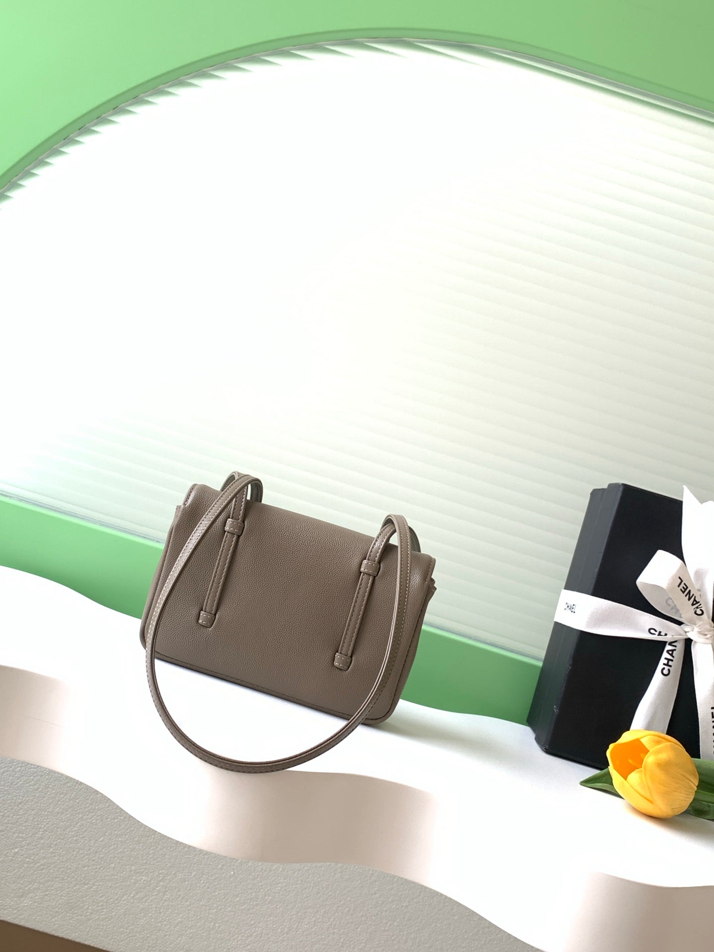 CC 2026 Preppy Coco Bag 17cm Taupe Caviar Leather Gold Hardware
