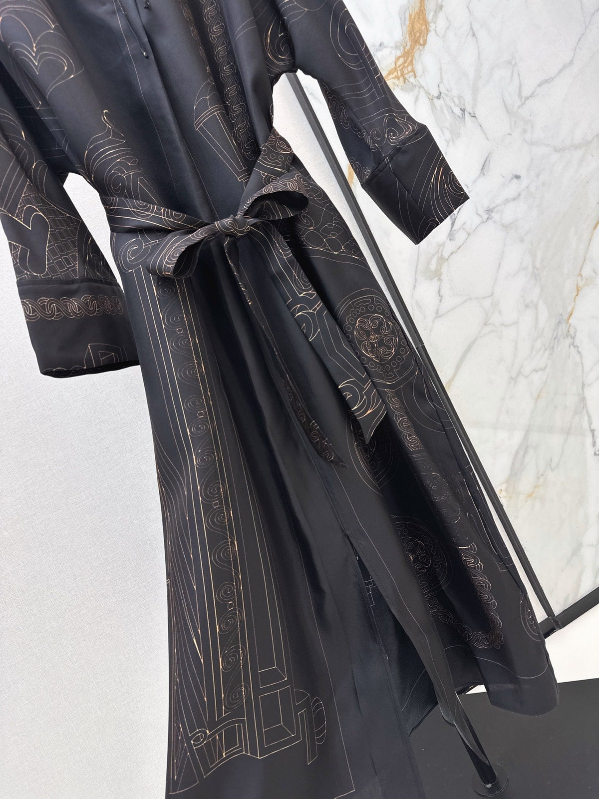 Hermes 26s Printed Silk Dress 786