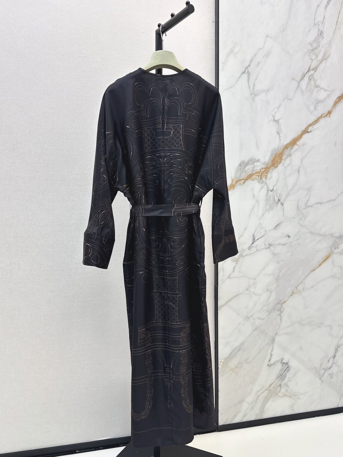 Hermes 26s Printed Silk Dress 786