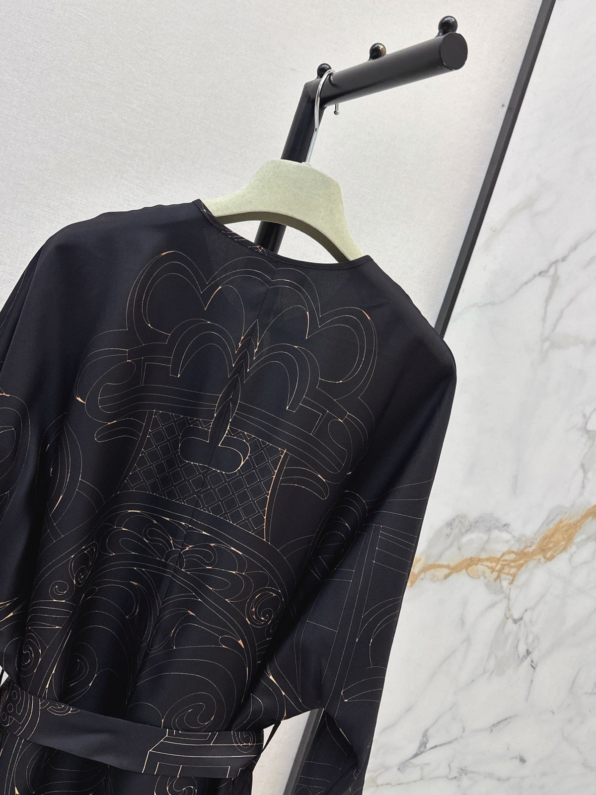 Hermes 26s Printed Silk Dress 786