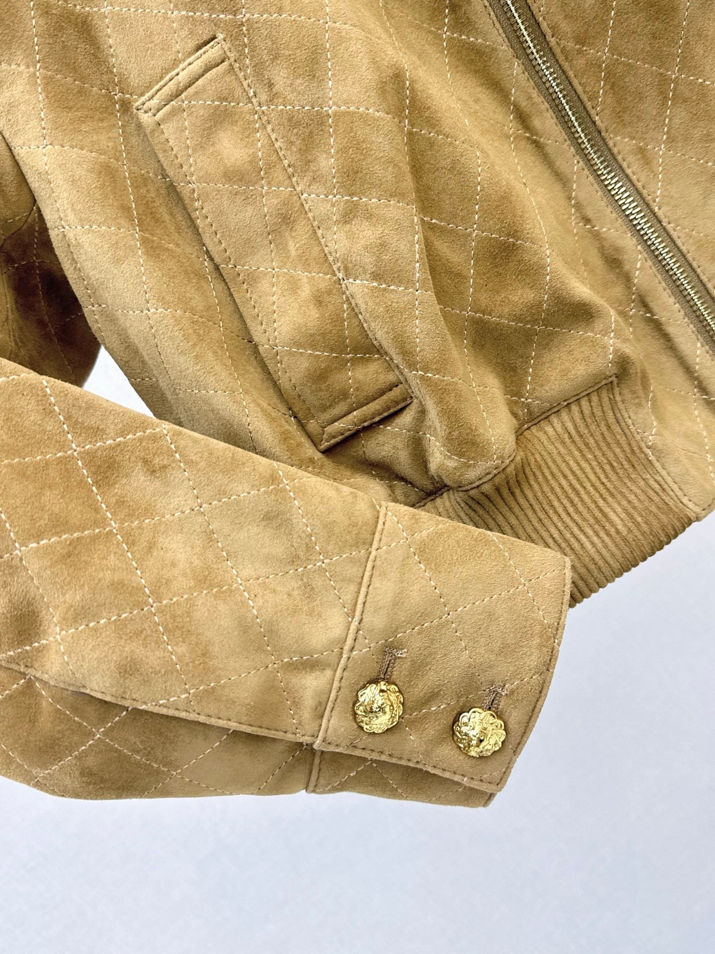 CC 26s Diamond Pattern Stitched Collar Jacket Beige Suede 416137