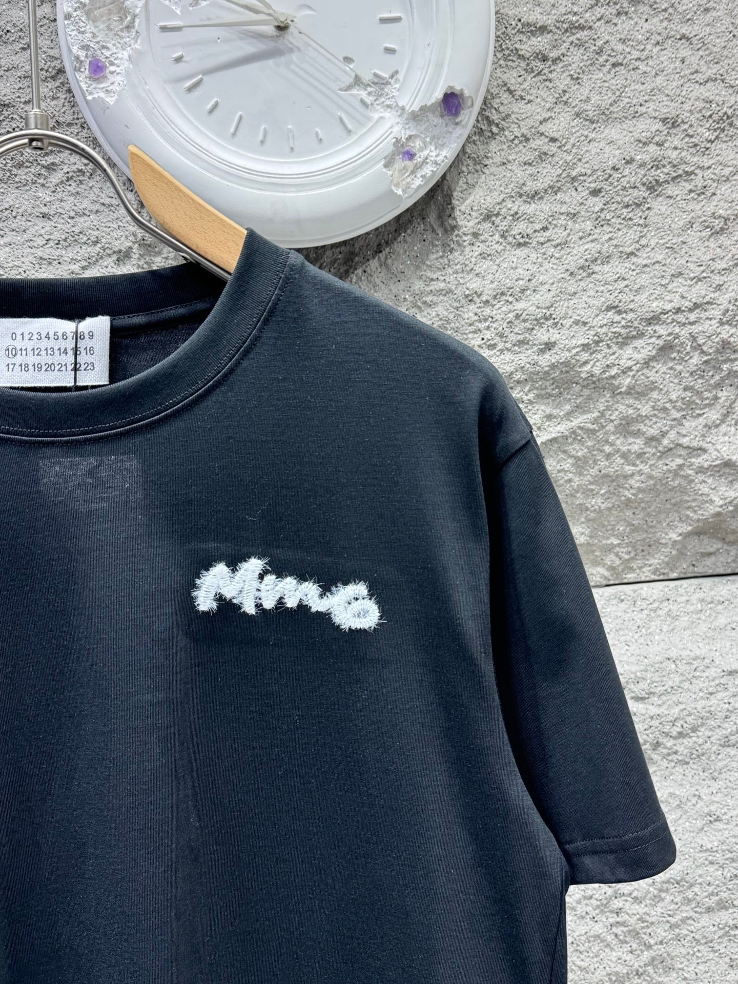 MM6 Embroidered Short-sleeve T-shirt Black Cotton 387976
