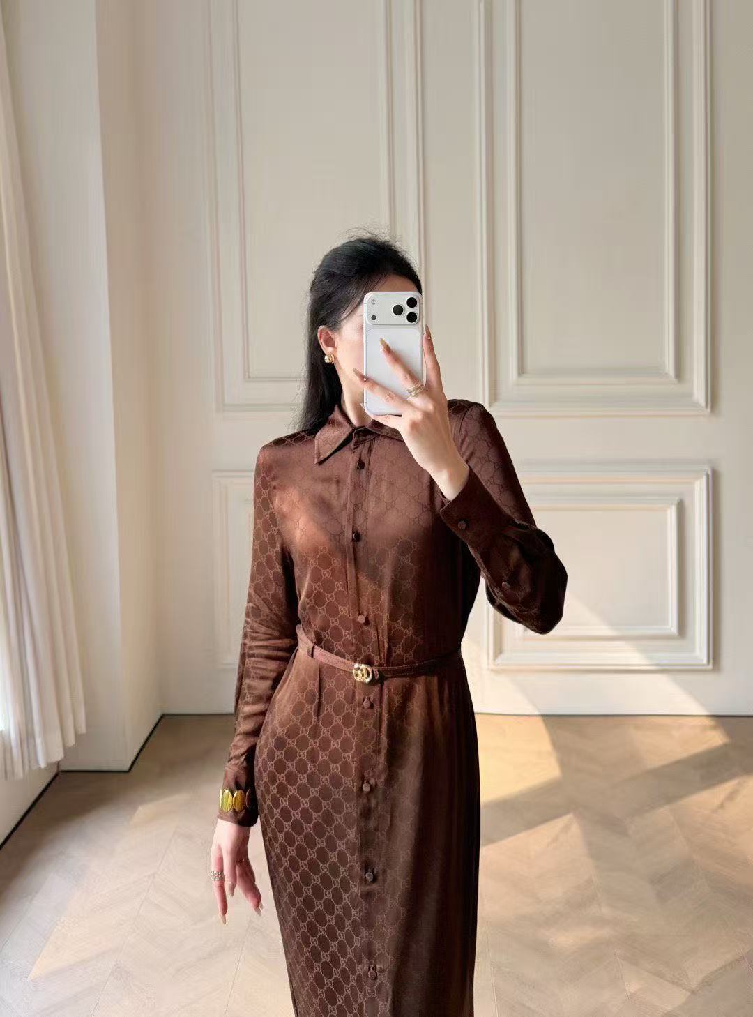 Gucci 26s Long Sleeve Shirt Dress 301