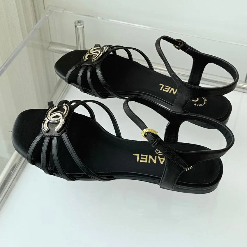 Chanel 2026 Slingback Flat Sandals Leather Sheepskin 823412