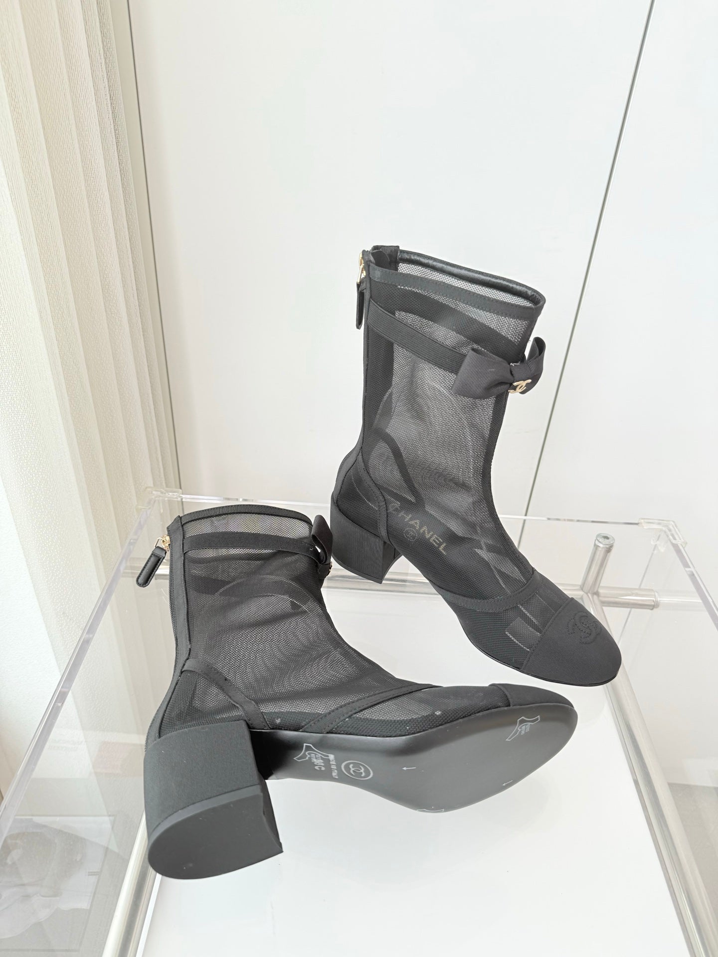 CC 25 Short Boot 55mm Black Mesh Fabric 411468