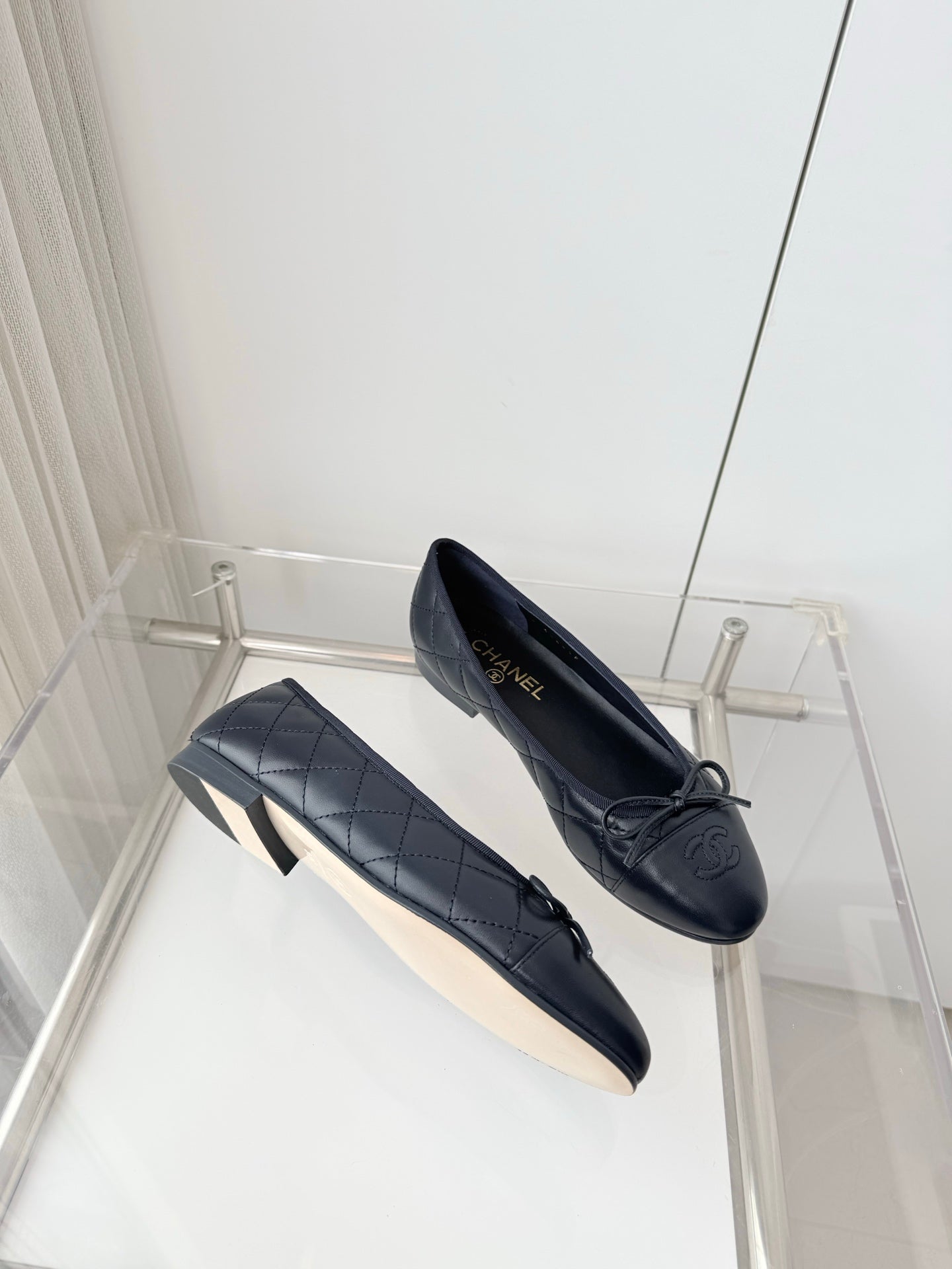 Chanel 2026 Ballet Flat Dark Blue Quited Lambskin 697393